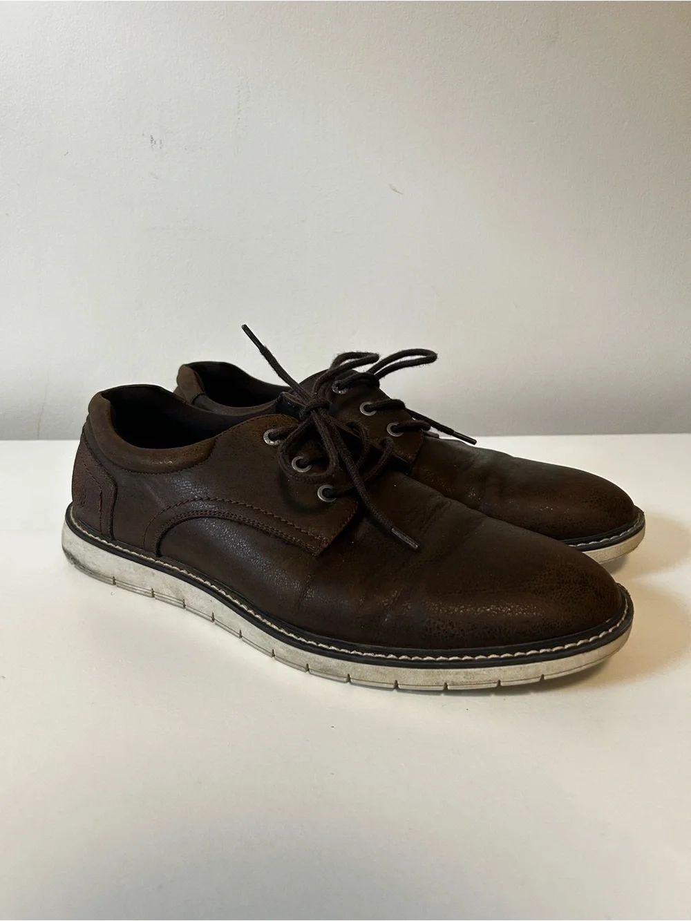 Chaps Brown Leather Lace-Up Oxfords